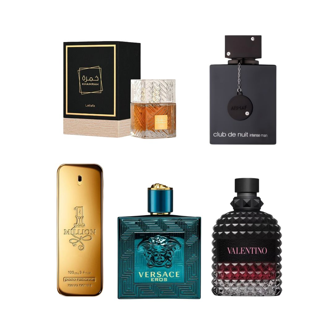 Khamrah, club de nuit, one million, versace eros, valentino