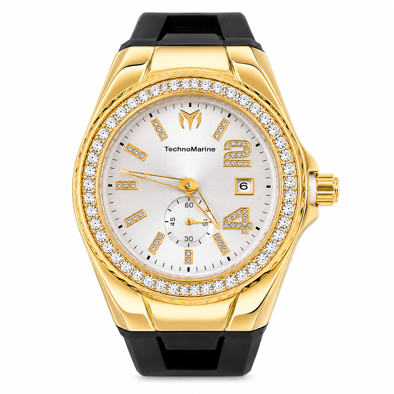 Reloj Tchn Piedras 005 Hombre Dorado y Plateado